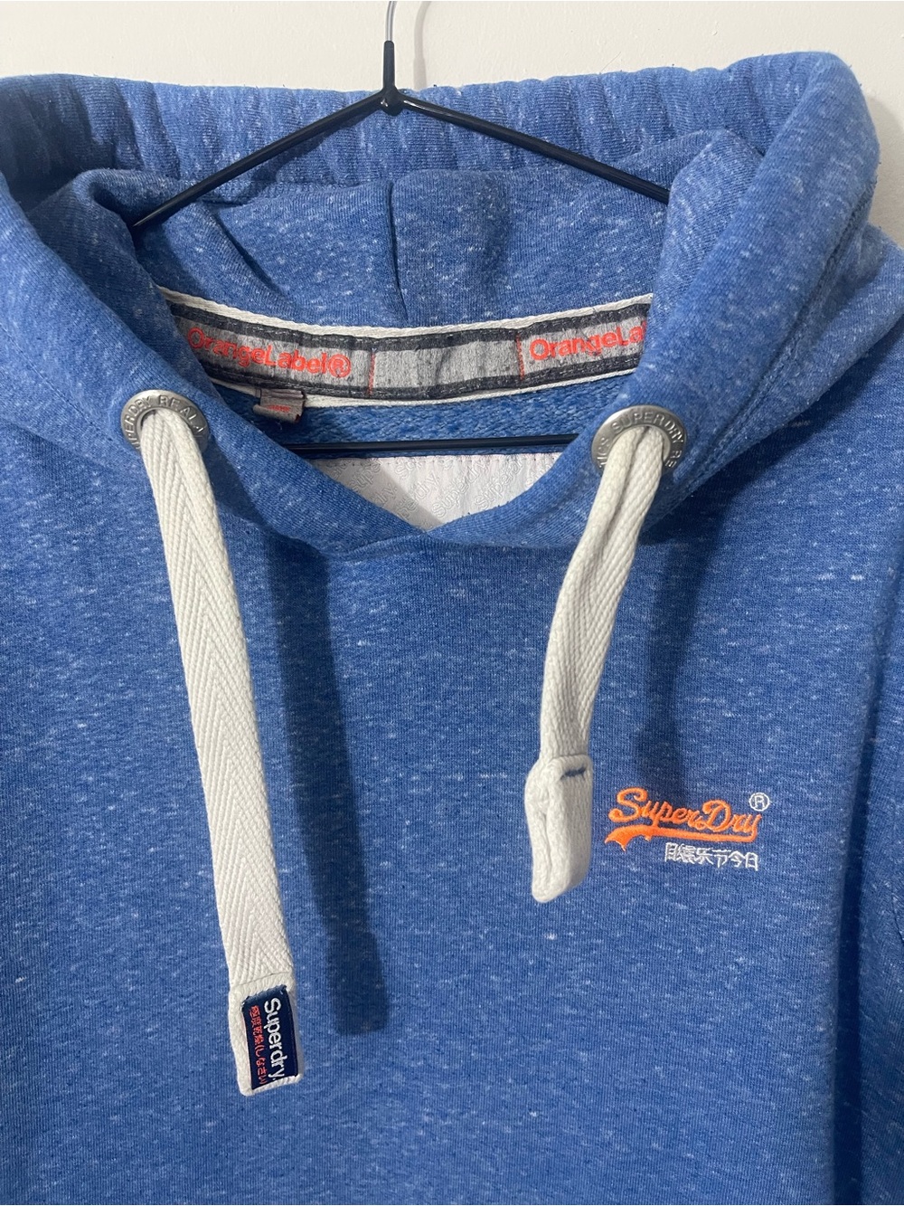 Superdry Blue Pullover Hoodie with Contrast Drawcords - Picture 2 of 5